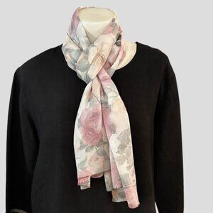 Beautiful Red & Pink Floral With Leaves Rectangle Scarf